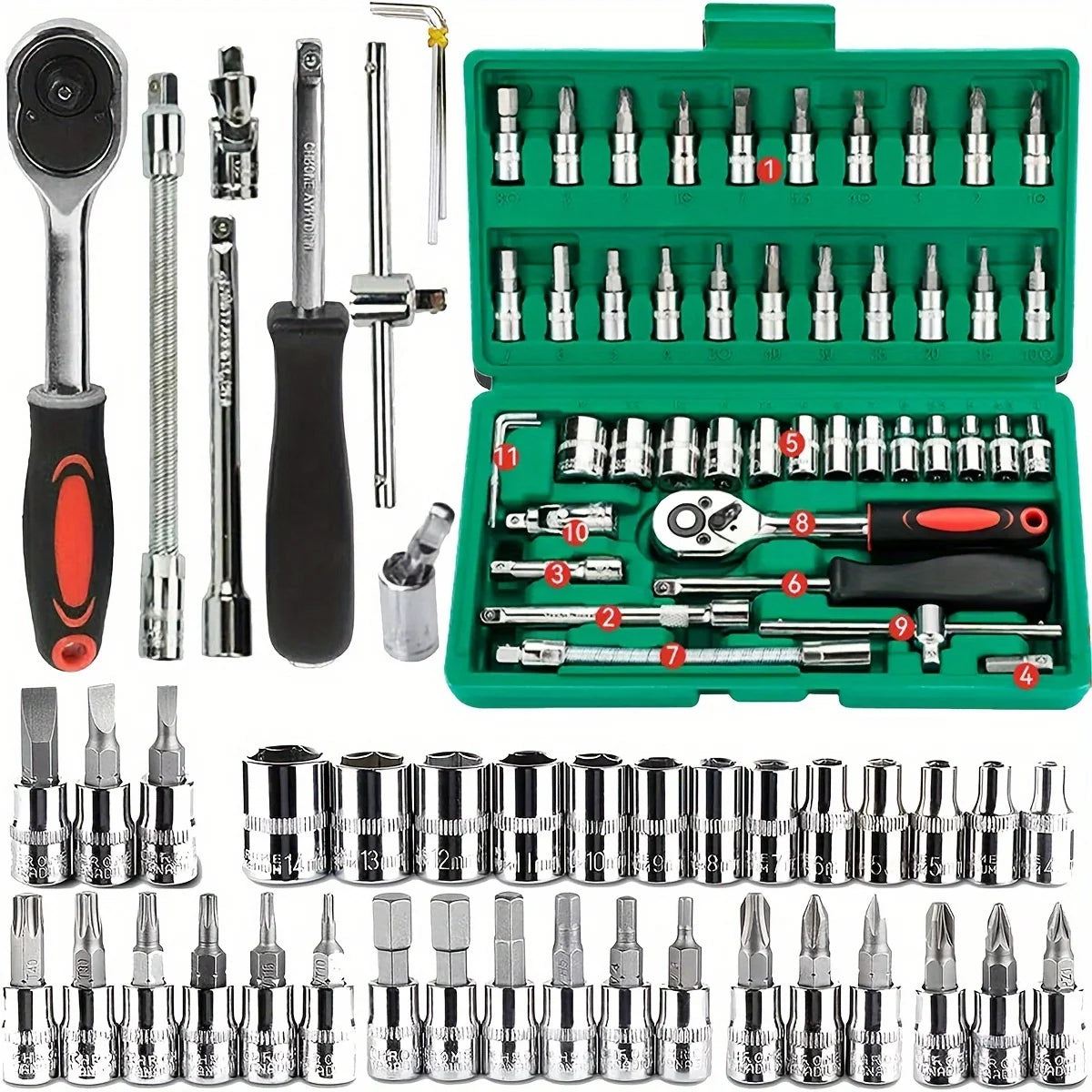 46-Piece Hex Bit Socket and Ratchet Wrench Set – Premium S2 & Cr-V Steel